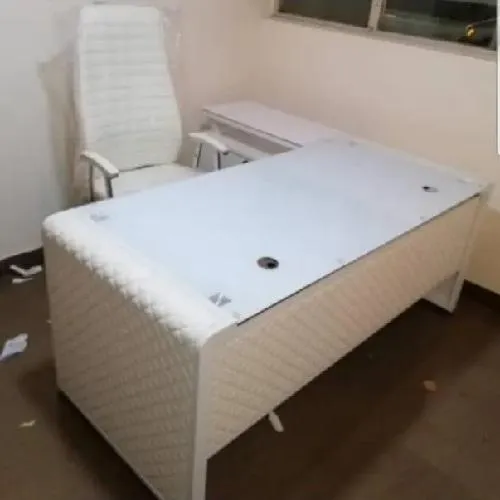 1.8 Metre Glass Top Office Desk-White