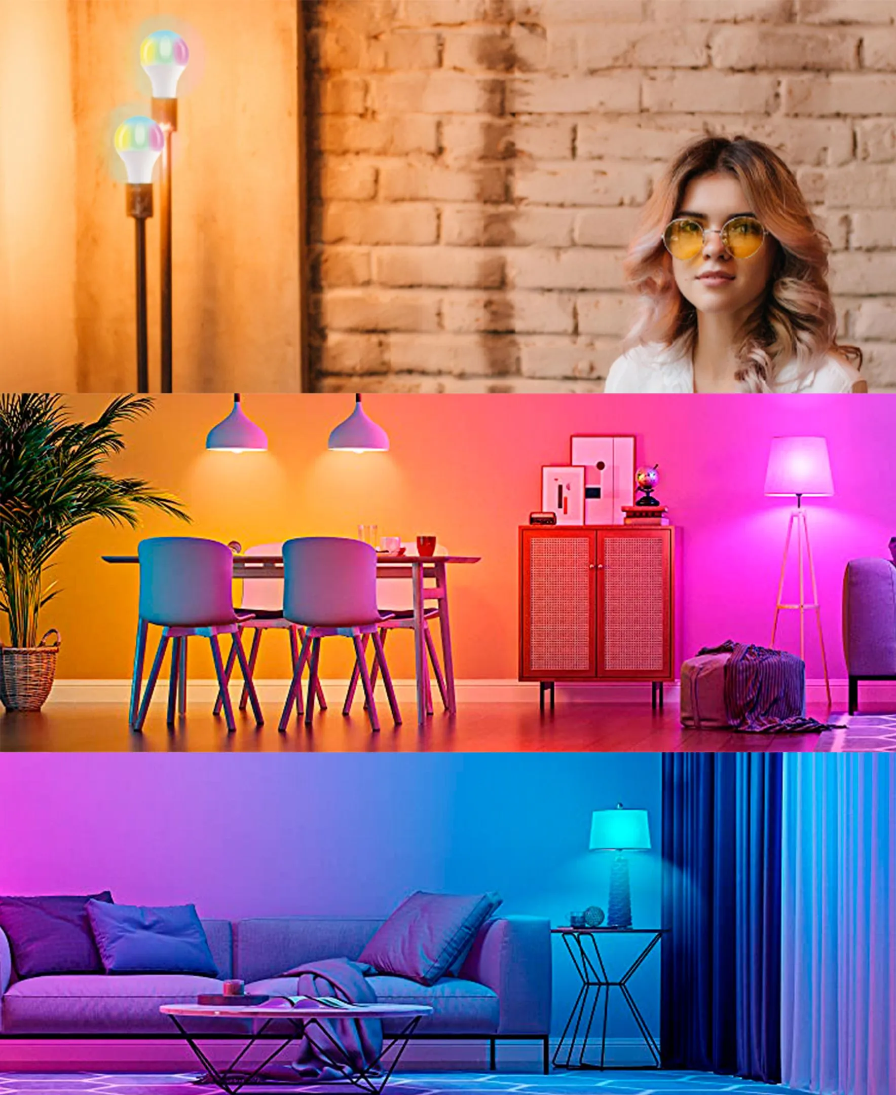 2-Pack Glow by GabbaGoods LED Multi-Color RGB Light Bulbs with Remote - 5 Watt