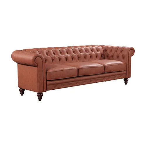 3 2 1 Seater Brown Sofa Lounge Chesterfireld Style Button Tufted in Faux Leather