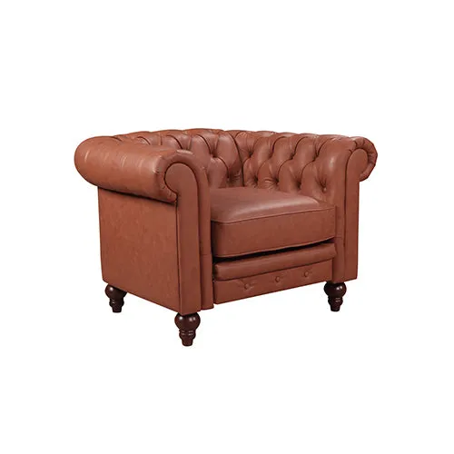 3 2 1 Seater Brown Sofa Lounge Chesterfireld Style Button Tufted in Faux Leather