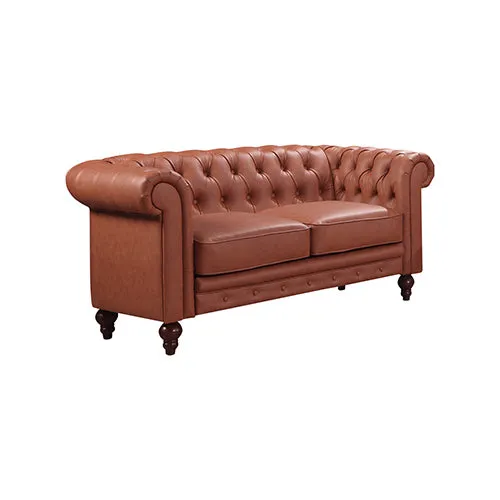3 2 1 Seater Brown Sofa Lounge Chesterfireld Style Button Tufted in Faux Leather