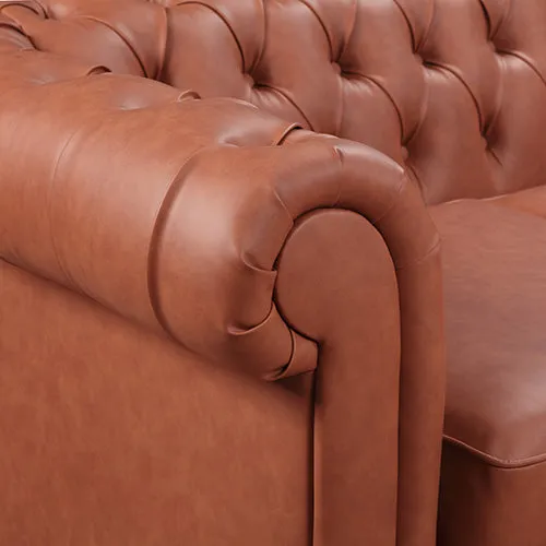 3 2 1 Seater Brown Sofa Lounge Chesterfireld Style Button Tufted in Faux Leather