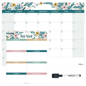 3 Piece Magnetic Dry Erase Planner Set, Garden Blooms