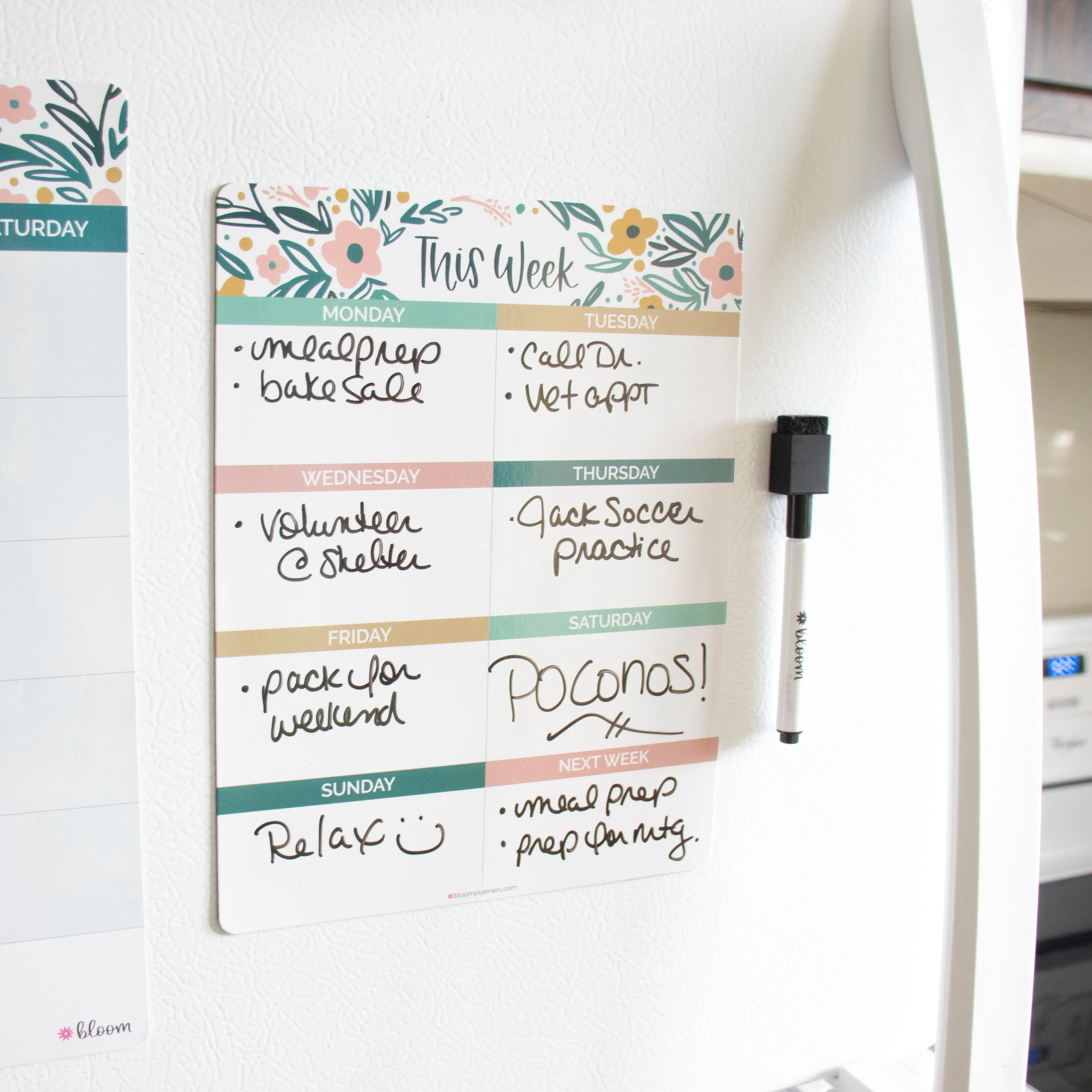 3 Piece Magnetic Dry Erase Planner Set, Garden Blooms
