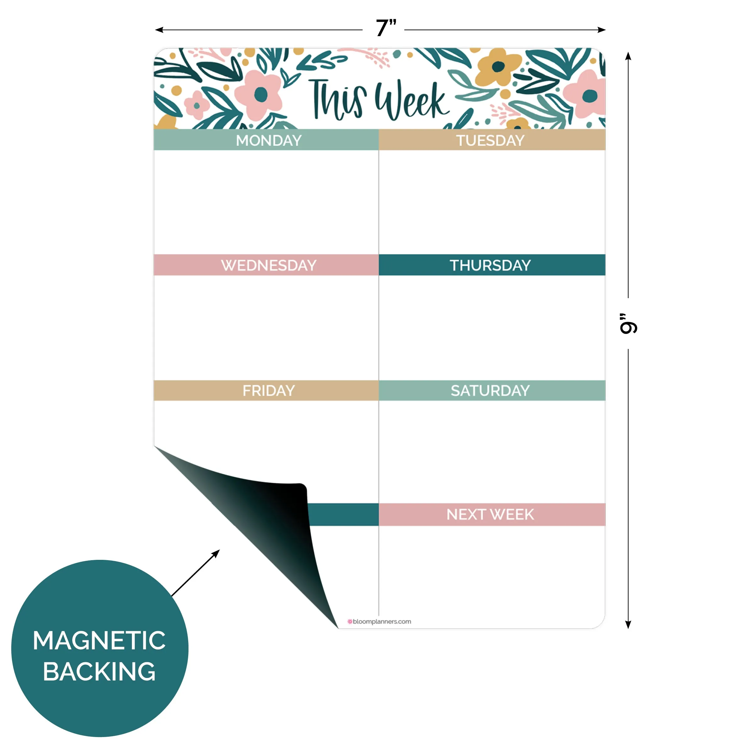 3 Piece Magnetic Dry Erase Planner Set, Garden Blooms