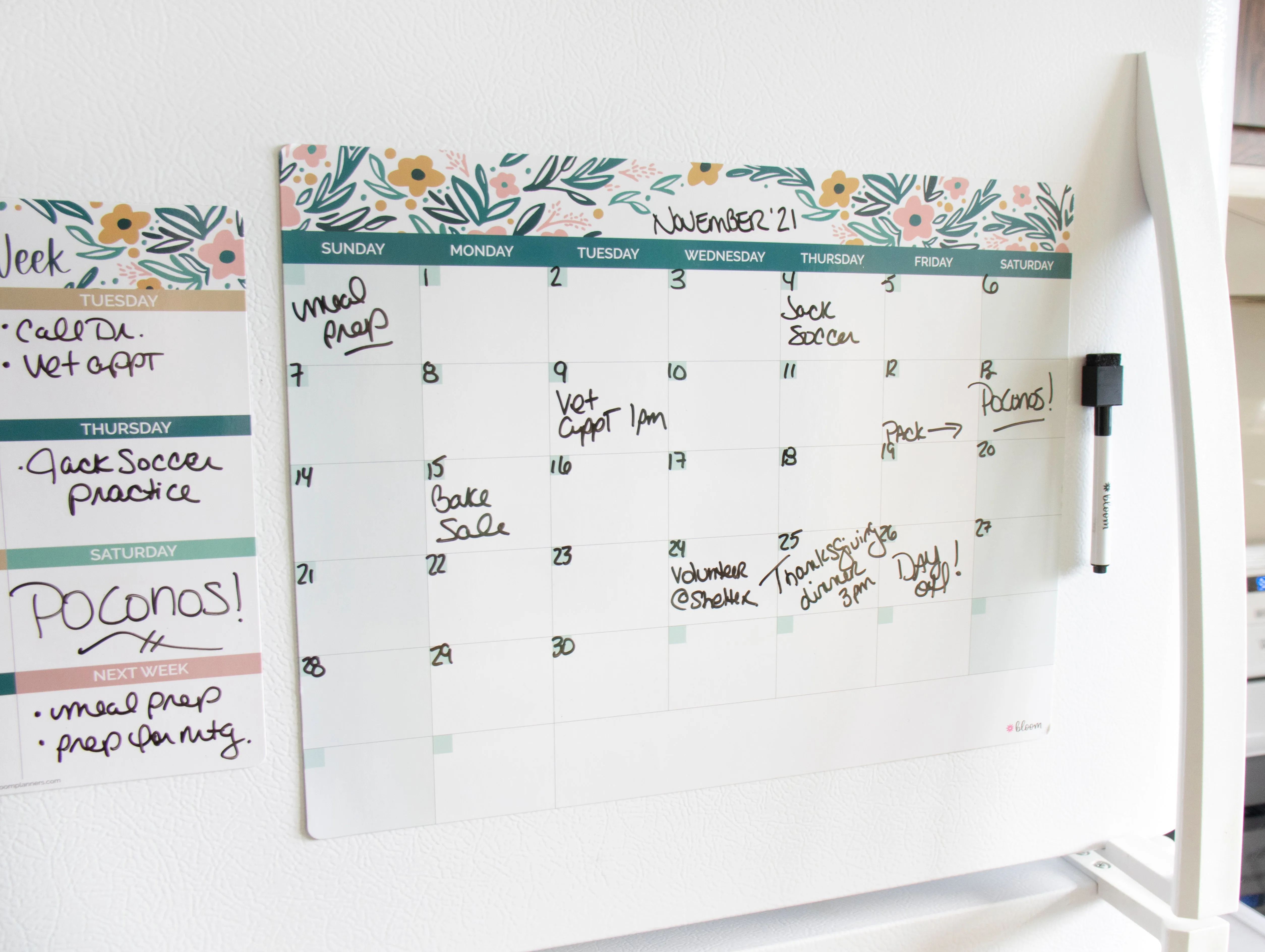 3 Piece Magnetic Dry Erase Planner Set, Garden Blooms
