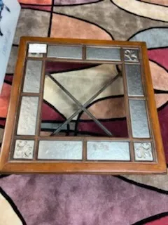 3 piece - metal/ wood/ glass top coffee table and end tables