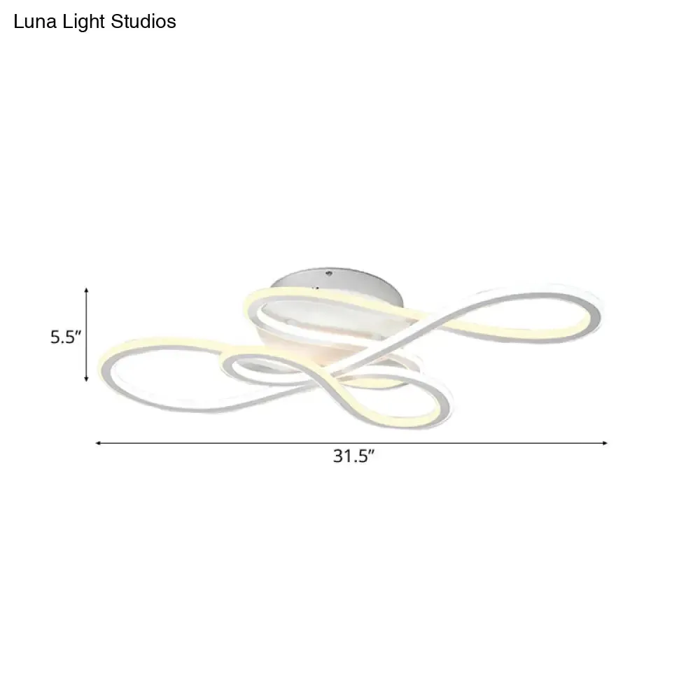 31.5"/39" Modern Acrylic LED Semi-Flush Ceiling Light - Twisted Design, Warm/White Light for Living Room