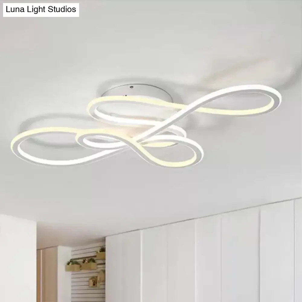 31.5"/39" Modern Acrylic LED Semi-Flush Ceiling Light - Twisted Design, Warm/White Light for Living Room