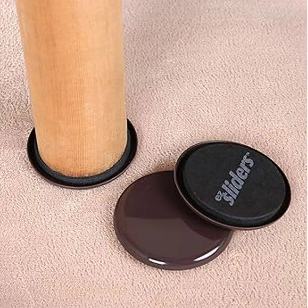 32 Pc Round Furniture Movers Sliders Glides 3.5" Feet Pads Multi Surface Brown