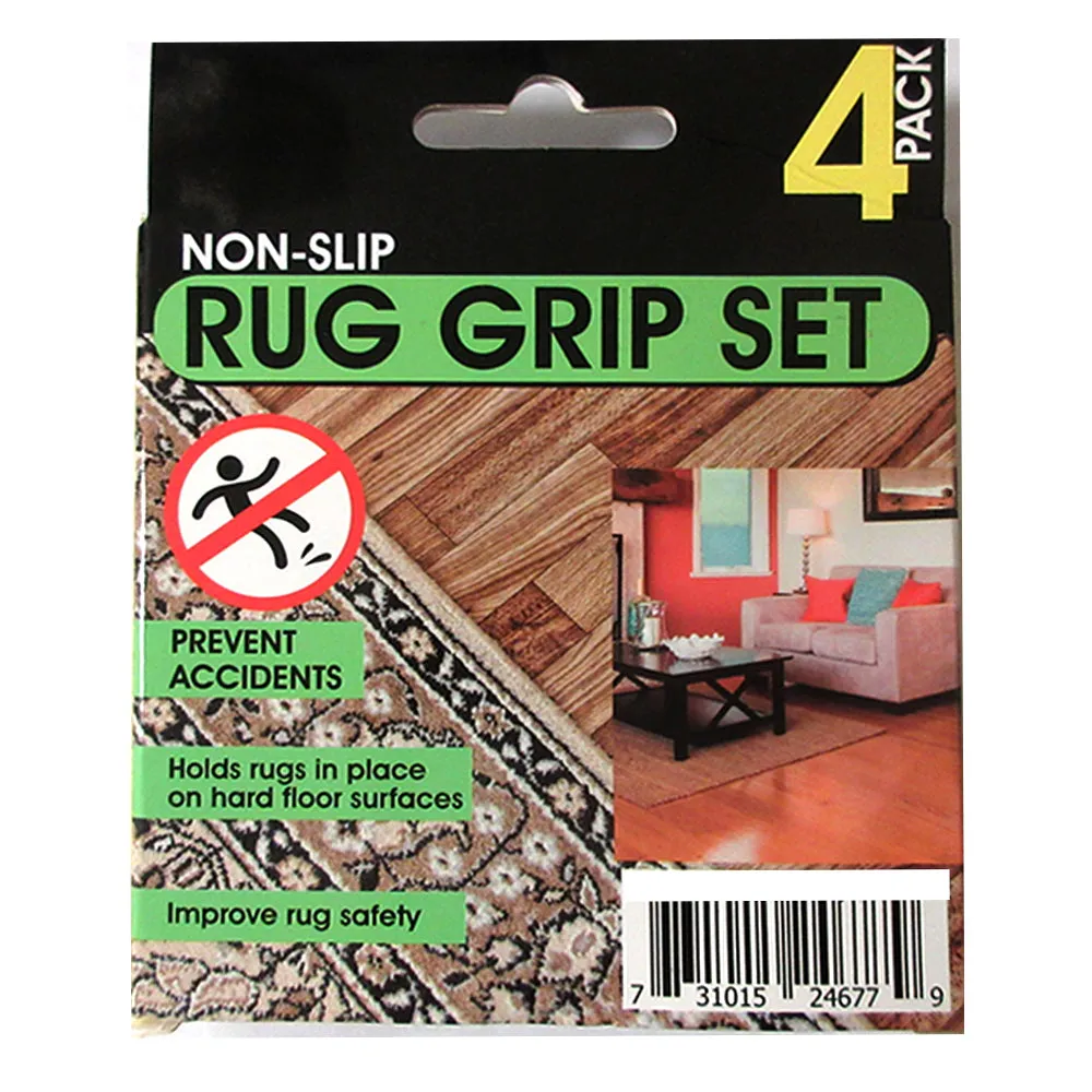4 Pc Rug Gripper Set Anti Slip Carpet Grip Mat Non Skid Tape Adhesive Floor Pad