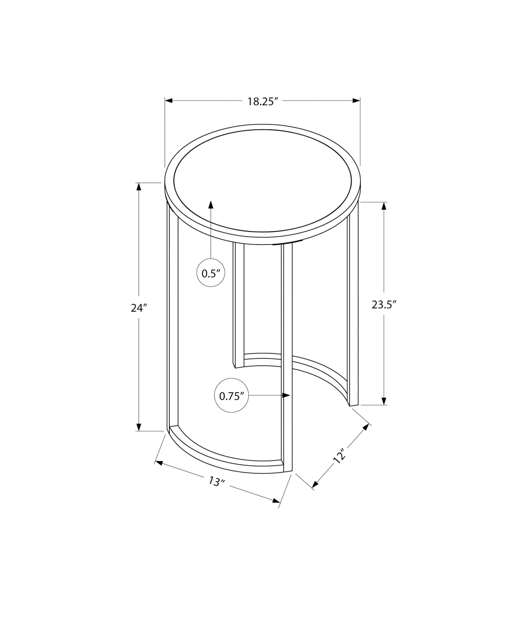Accent Table - 24"H / Grey Stone-Look / Black Metal