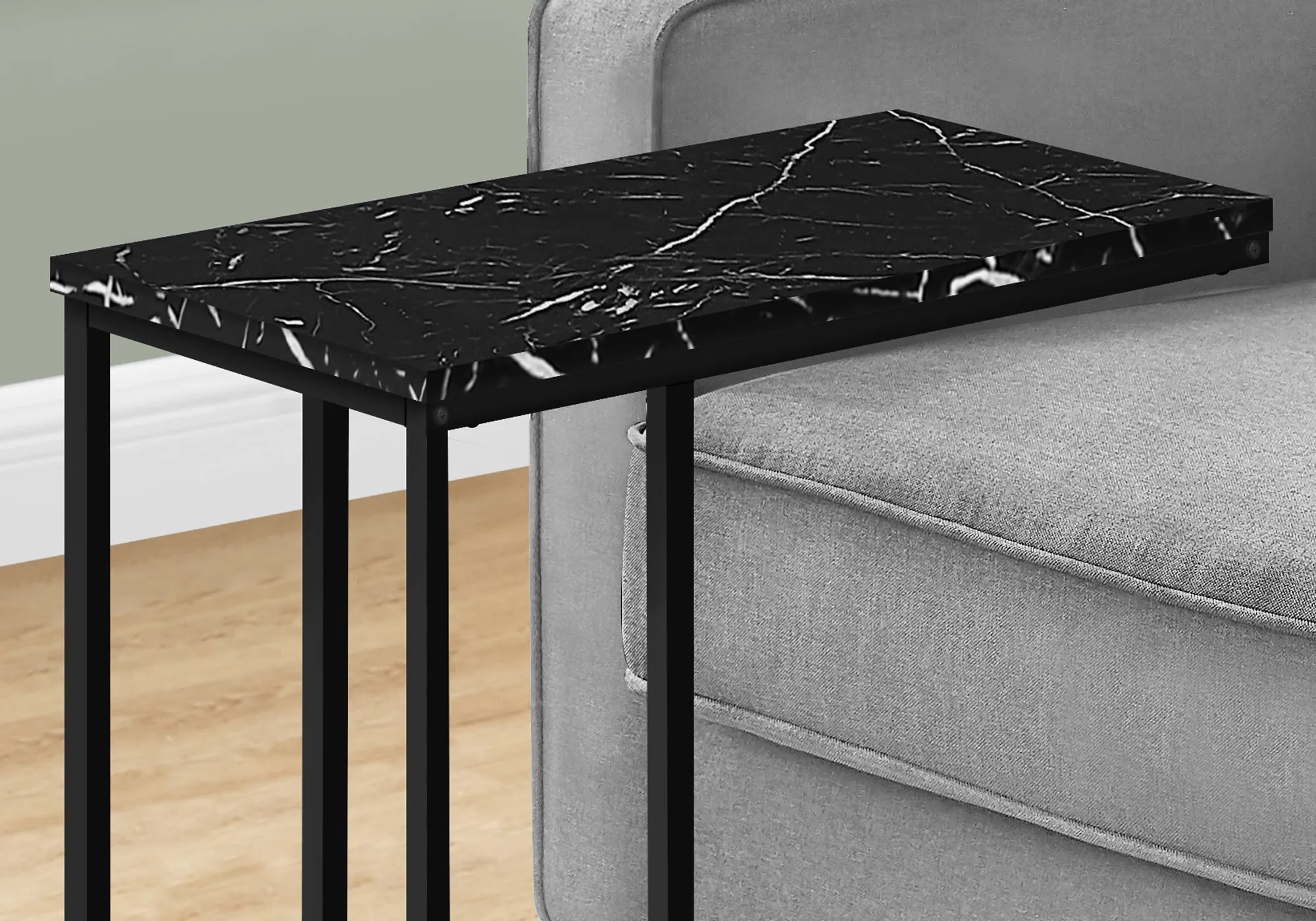 Accent Table - 25"H / Black Marble / Black Metal
