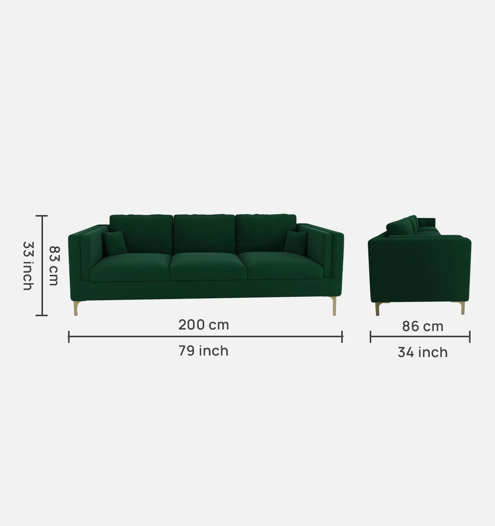 Adorn Homez Medan Sofa in Premium Velvet Fabric
