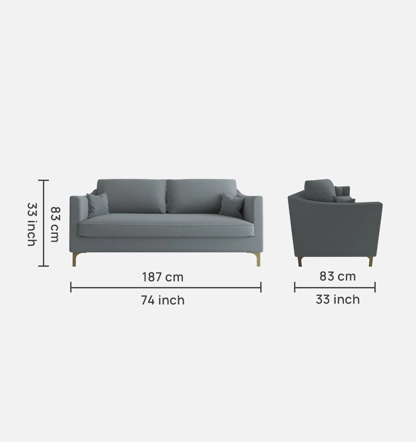 Adorn Homez Ryder Sofa in Premium Velvet Fabric