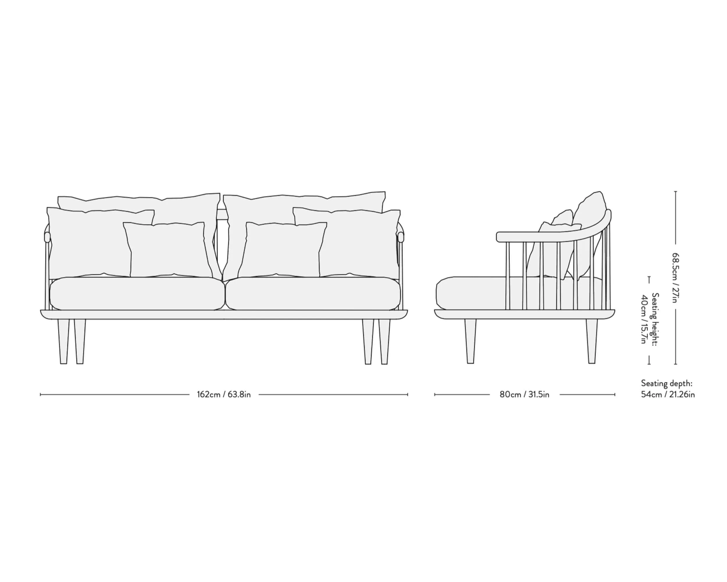 &Tradition Fly SC2 2-seater sofa, smoked oiled oak/velvet 10 twilight