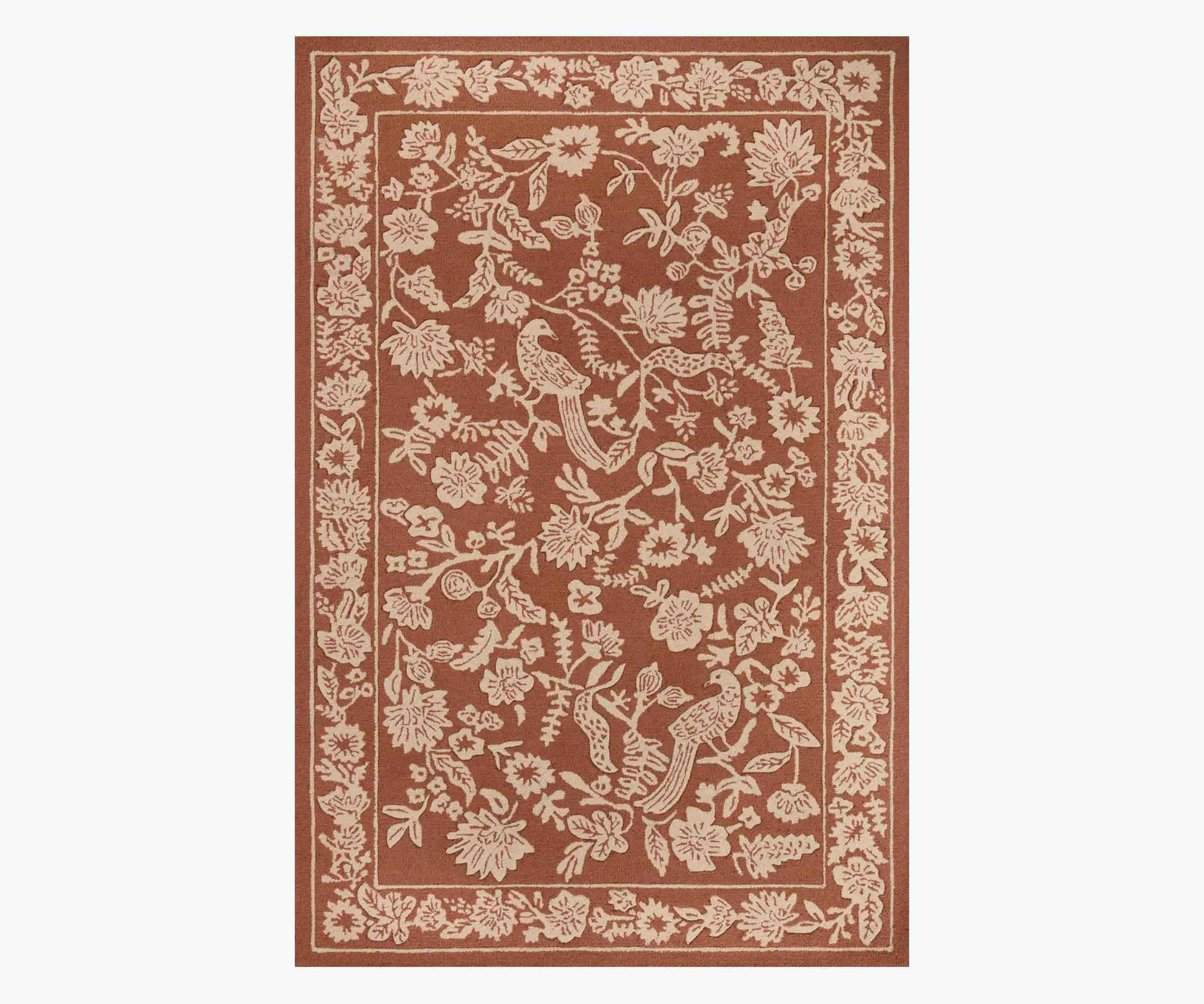 Arboretum Aviary Wool-Hooked Rug - Amber