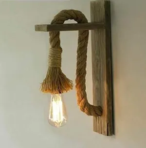 Areezo 12-Watts Traditional Mounted Vintage Natural Rustic Rope Jute Type Hanging Pendant Ceiling Light Lamp Scones for Home Decoration Pack of 1, Beige(Bulb Not Included)