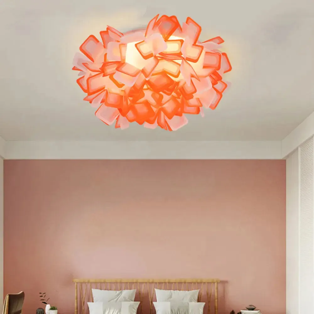 Art Deco Sinuous Flushmount LED Bedroom Light with Acrylic Shade