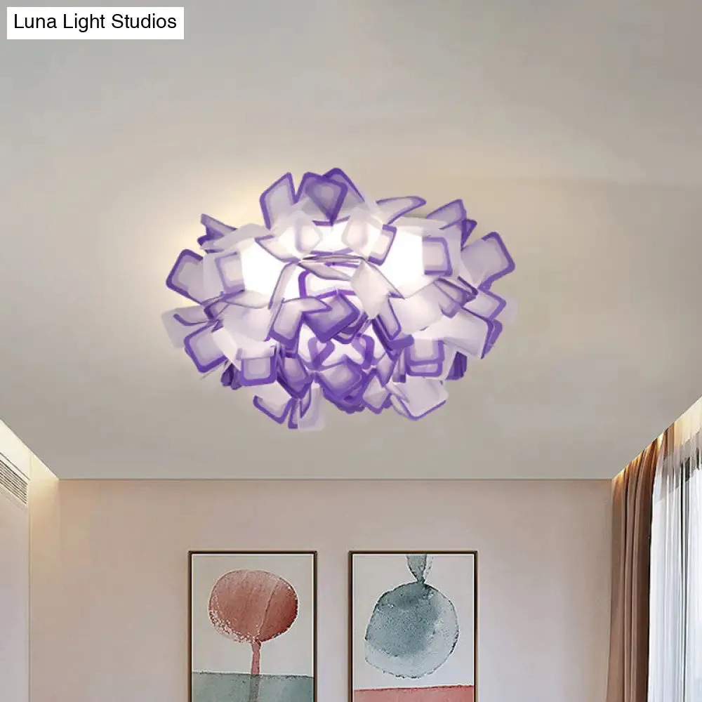 Art Deco Sinuous Flushmount LED Bedroom Light with Acrylic Shade