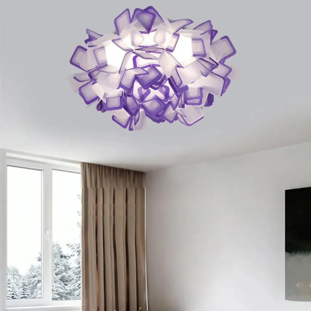 Art Deco Sinuous Flushmount LED Bedroom Light with Acrylic Shade