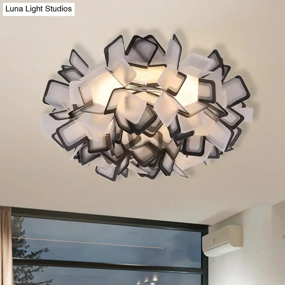 Art Deco Sinuous Flushmount LED Bedroom Light with Acrylic Shade