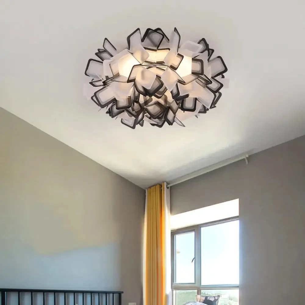 Art Deco Sinuous Flushmount LED Bedroom Light with Acrylic Shade
