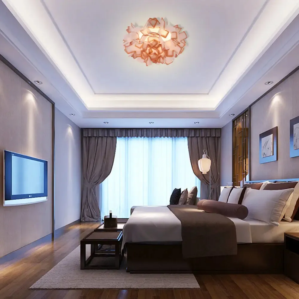 Art Deco Sinuous Flushmount LED Bedroom Light with Acrylic Shade