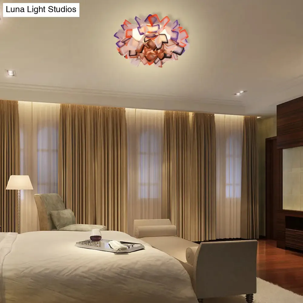 Art Deco Sinuous Flushmount LED Bedroom Light with Acrylic Shade