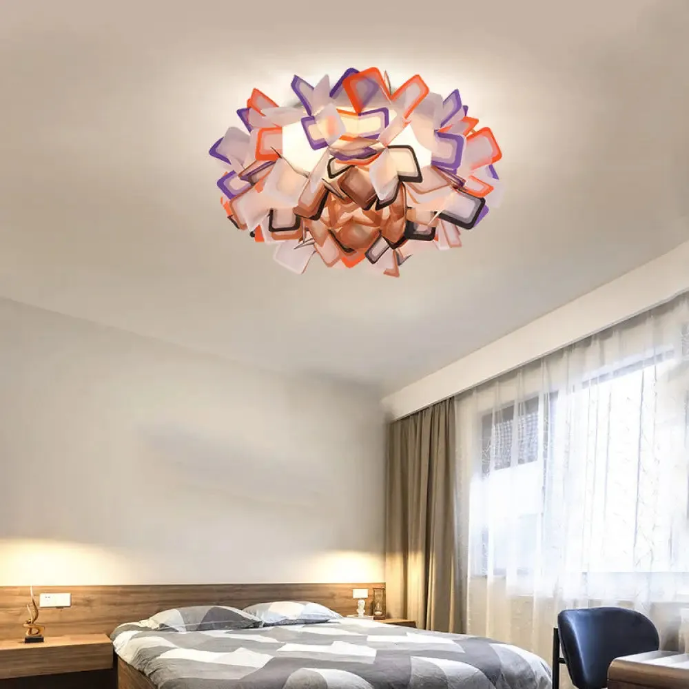Art Deco Sinuous Flushmount LED Bedroom Light with Acrylic Shade