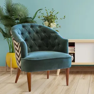Artistic Cushiony Sea Green Wide Backrest Velvet Sofa Lounge Chair