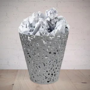 Balvi Grey Letters Wastebasket