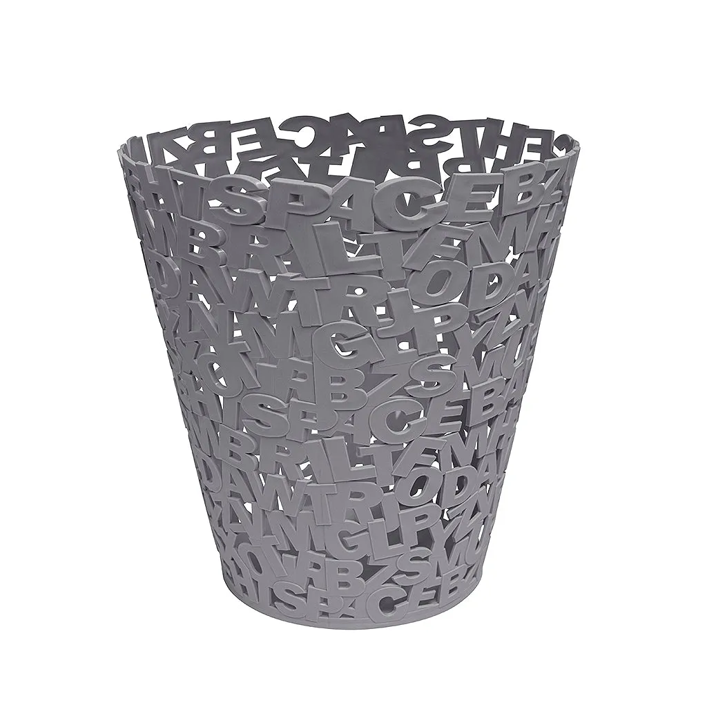 Balvi Grey Letters Wastebasket