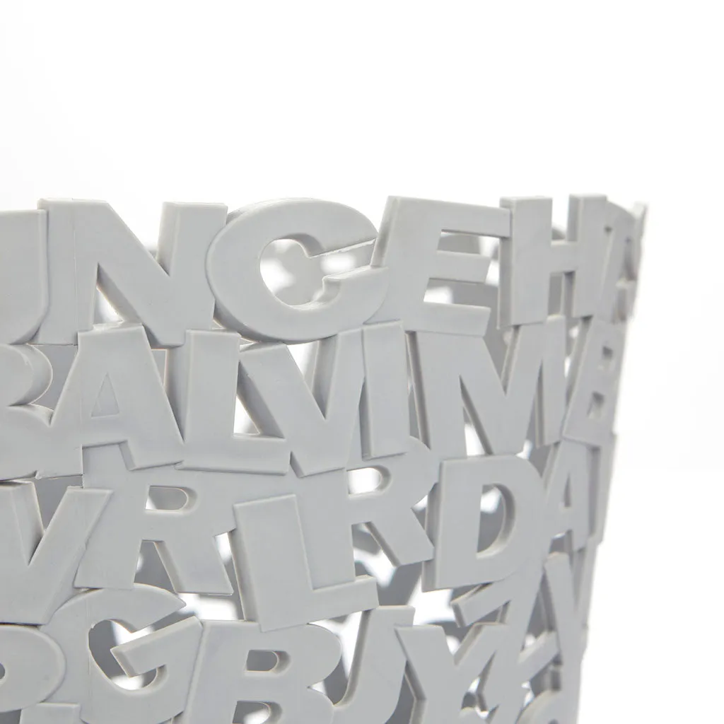 Balvi Grey Letters Wastebasket