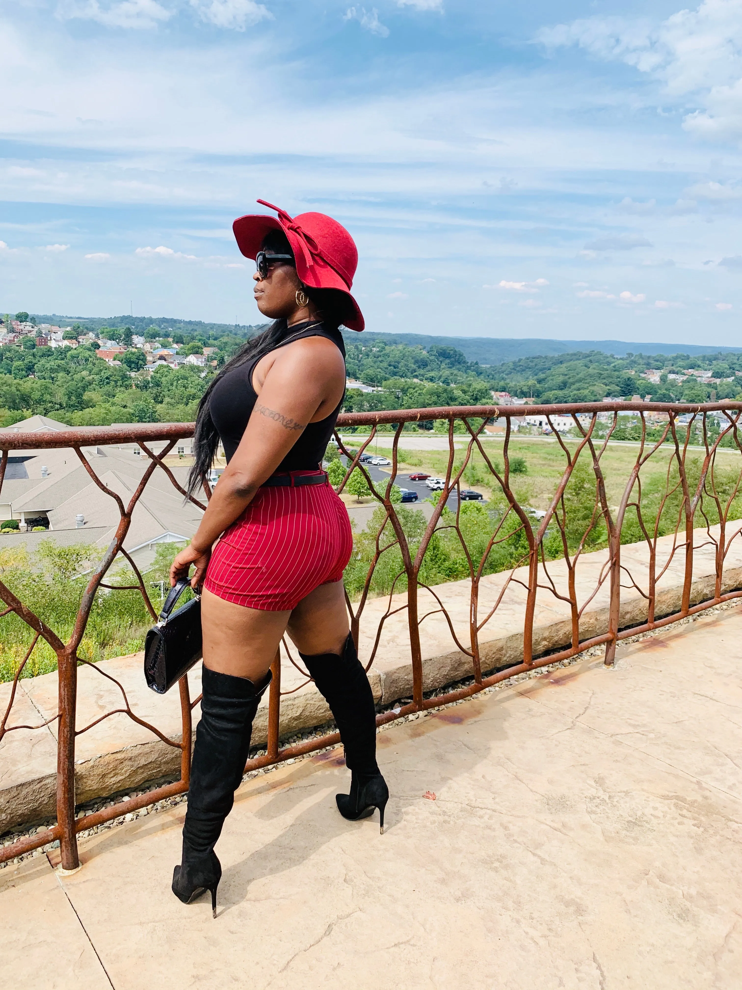 Bawse Burgundy Pin Stripe Mini Shorts