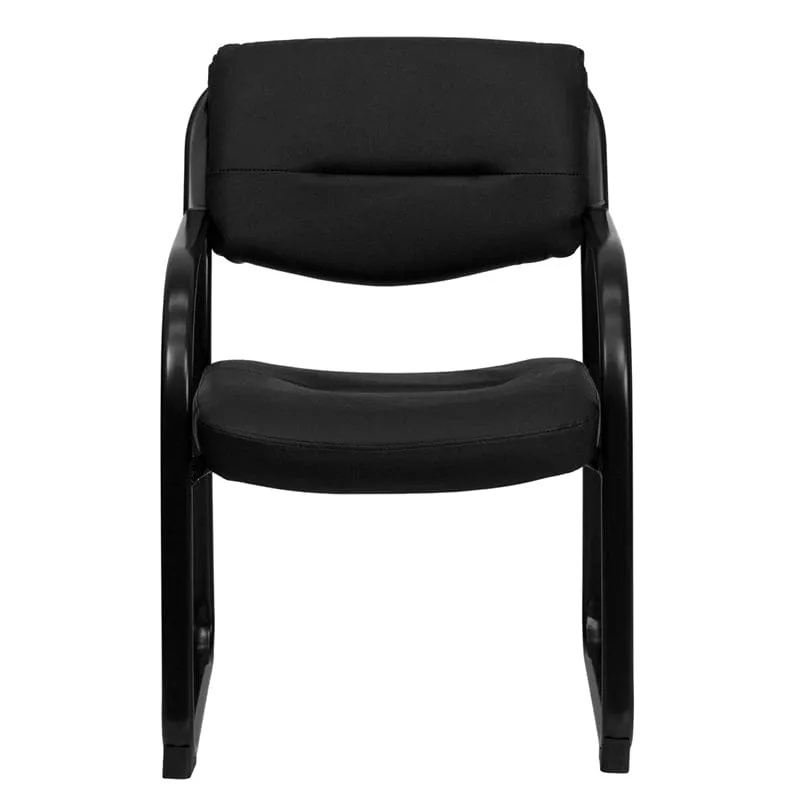 Black LeatherSoft Executive Side Reception Chair with Sled Base - BT-510-LEA-BK-GG