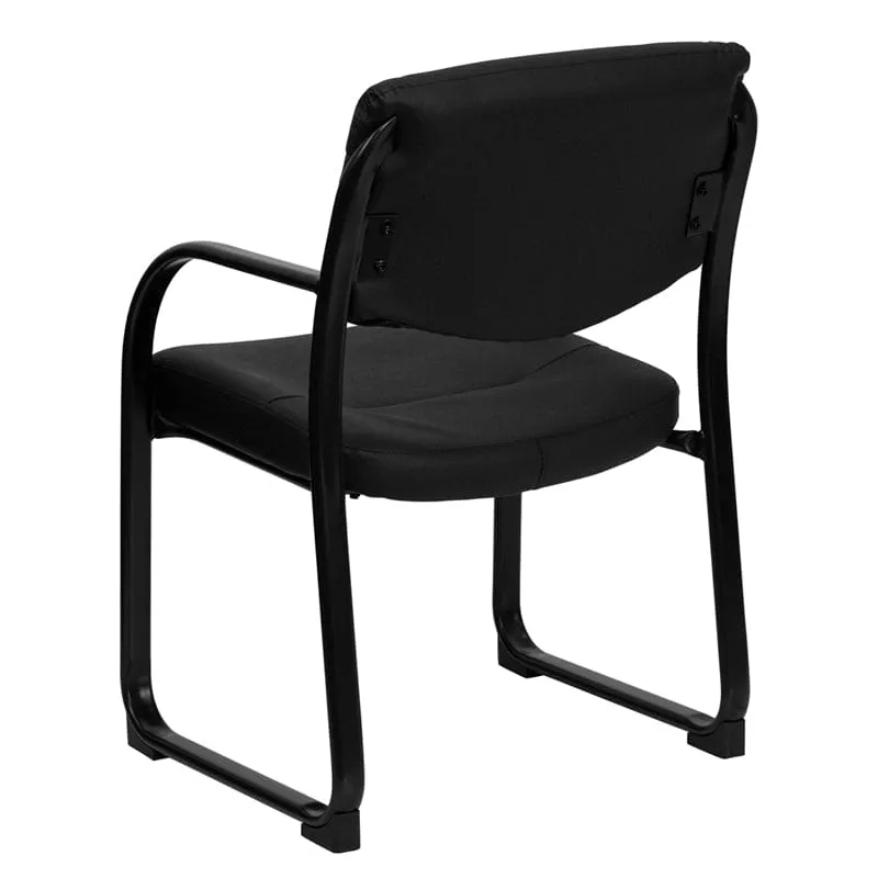 Black LeatherSoft Executive Side Reception Chair with Sled Base - BT-510-LEA-BK-GG