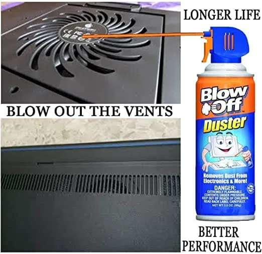 Blow Off Duster Removes dust, dirt and microscopic debris from hard to reach areas of home and office equipment and electronic.Caution: This is a flammable canned air duster. This product is ozone safe-BLD119