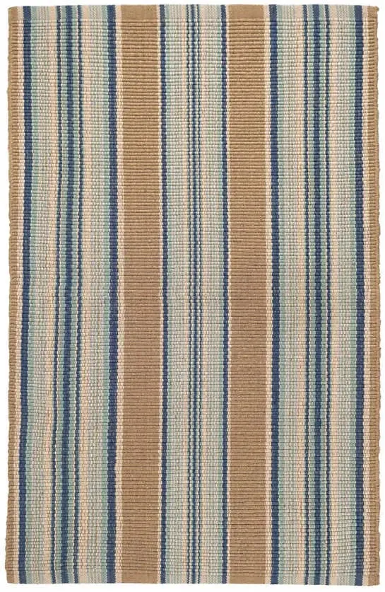 Blue Heron Stripe Woven Cotton Runner