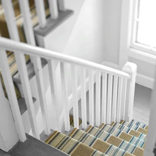Blue Heron Stripe Woven Cotton Runner