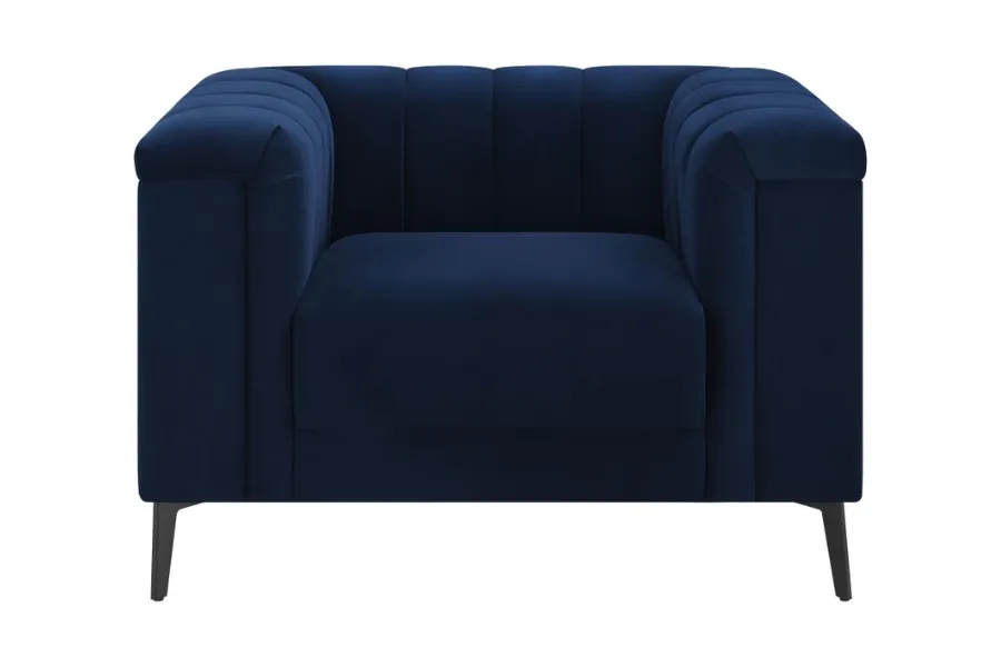 Chalet Upholstered Tuxedo Arm Tufted Chair Blue	509213
