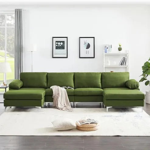 Coral 6 Seater U Shape Fabric Sofa for Living Room