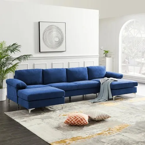 Coral 6 Seater U Shape Fabric Sofa for Living Room