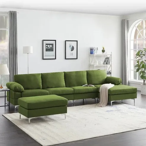 Coral 6 Seater U Shape Fabric Sofa for Living Room