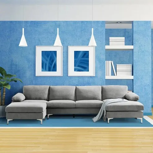 Coral 6 Seater U Shape Fabric Sofa for Living Room