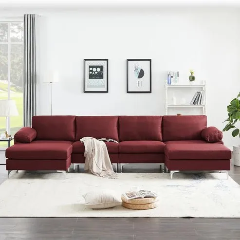 Coral 6 Seater U Shape Fabric Sofa for Living Room