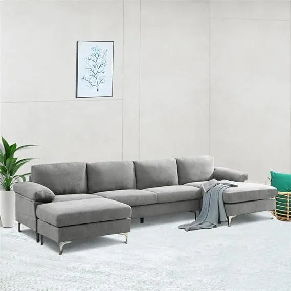 Coral 6 Seater U Shape Fabric Sofa for Living Room
