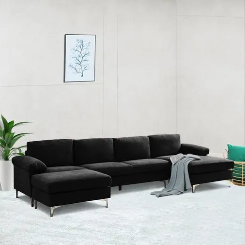 Coral 6 Seater U Shape Fabric Sofa for Living Room