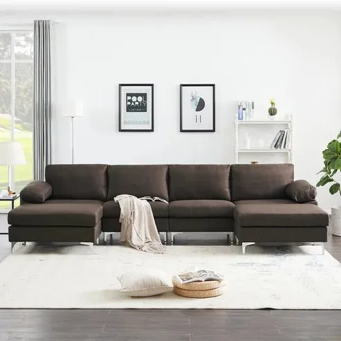 Coral 6 Seater U Shape Fabric Sofa for Living Room