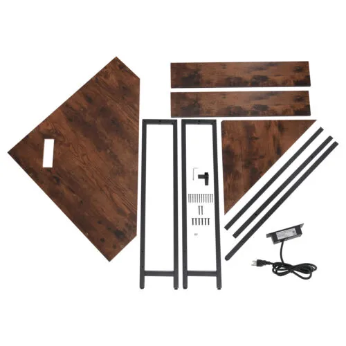 Corner Desk, Small Desk with Outlets, Corner Computer Desk Table for Small Space